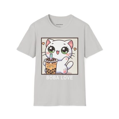 Boba Love Kawaii Style Cute Kitten Drinking Boba Tea T-Shirt - Image 3