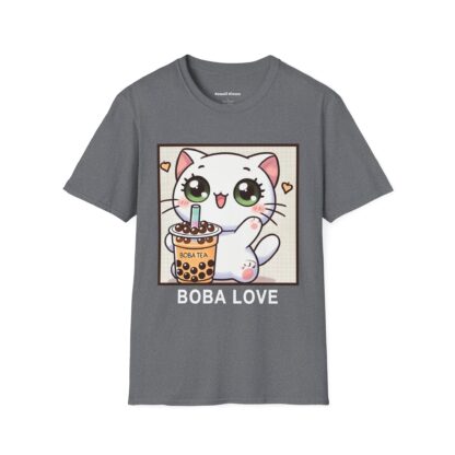 Boba Love Kawaii Style Cute Kitten Drinking Boba Tea T-Shirt - Image 6