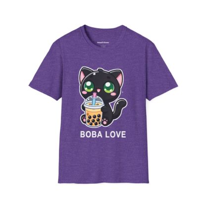 Boba Love Kawaii Style Cute Black Kitten Drinking Boba Tea T-Shirt - Image 10
