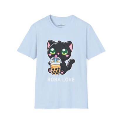 Boba Love Kawaii Style Cute Black Kitten Drinking Boba Tea T-Shirt - Image 8