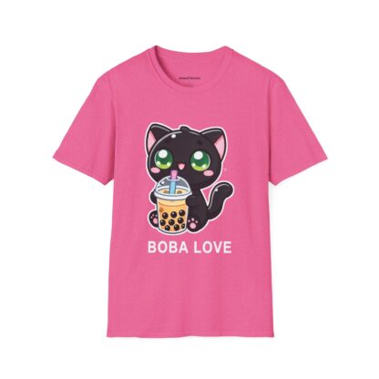 Boba Love Kawaii Style Cute Black Kitten Drinking Boba Tea T-Shirt