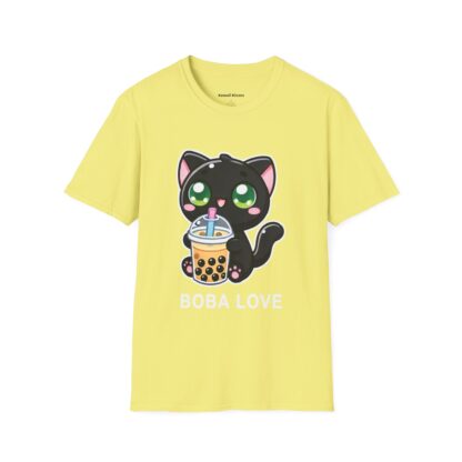 Boba Love Kawaii Style Cute Black Kitten Drinking Boba Tea T-Shirt - Image 6
