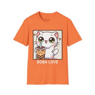 Boba Love Kawaii Style Cute Kitten Drinking Boba Tea T-Shirt