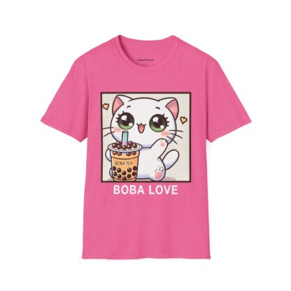 Boba Love Kawaii Style Cute Kitten Drinking Boba Tea T-Shirt - Image 14