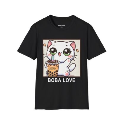 Boba Love Kawaii Style Cute Kitten Drinking Boba Tea T-Shirt - Image 2