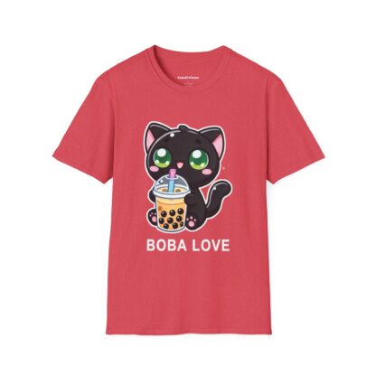 Boba Love Kawaii Style Cute Black Kitten Drinking Boba Tea T-Shirt - Image 13