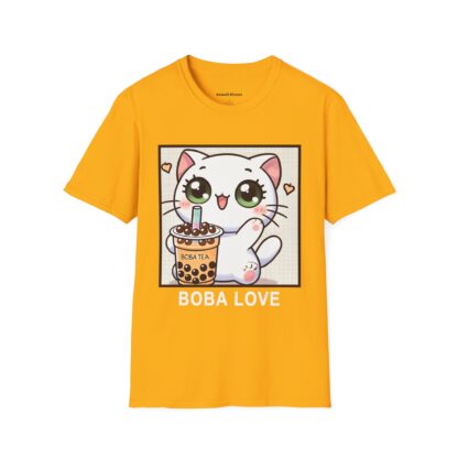 Boba Love Kawaii Style Cute Kitten Drinking Boba Tea T-Shirt - Image 4