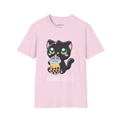 Boba Love Kawaii Style Cute Black Kitten Drinking Boba Tea T-Shirt - Image 11