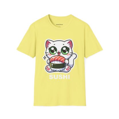 Sushi Kawaii Style Cute Kitten with Sushi T-Shirt - Image 6