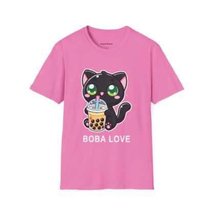 Boba Love Kawaii Style Cute Black Kitten Drinking Boba Tea T-Shirt - Image 12