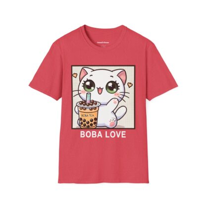 Boba Love Kawaii Style Cute Kitten Drinking Boba Tea T-Shirt - Image 12