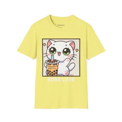 Boba Love Kawaii Style Cute Kitten Drinking Boba Tea T-Shirt - Image 5